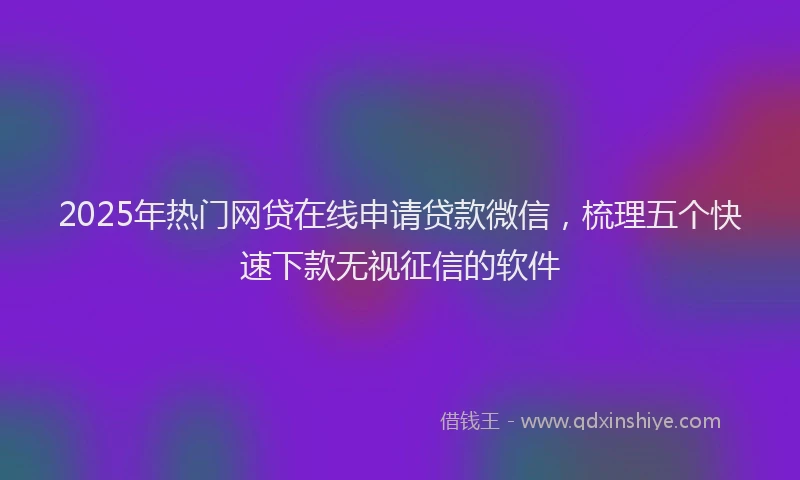 2025年热门网贷在线申请贷款微信，梳理五个快速下款无视征信的软件