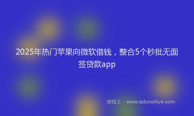 2025年热门苹果向微软借钱，整合5个秒批无面签贷款app