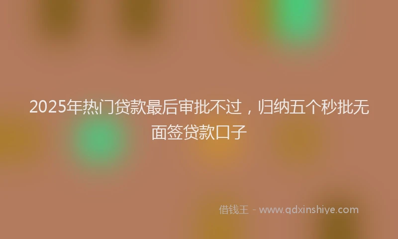 2025年热门贷款最后审批不过，归纳五个秒批无面签贷款口子