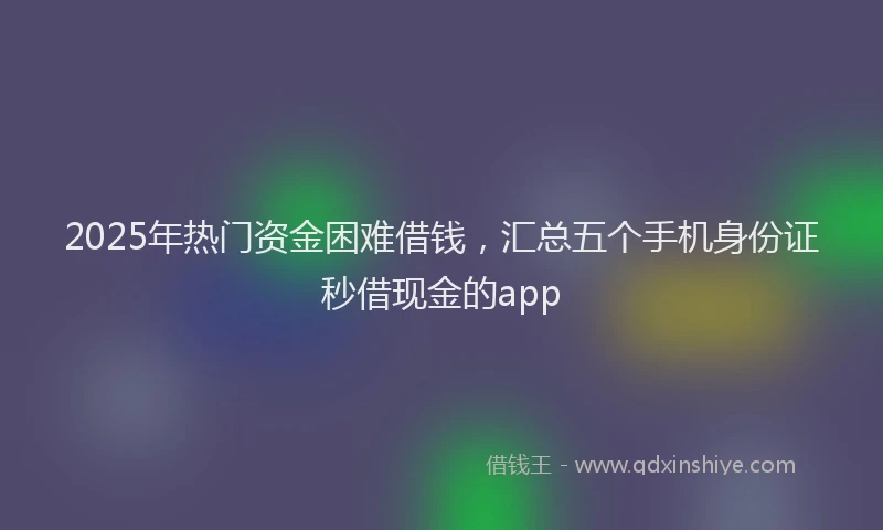 2025年热门资金困难借钱，汇总五个手机身份证秒借现金的app