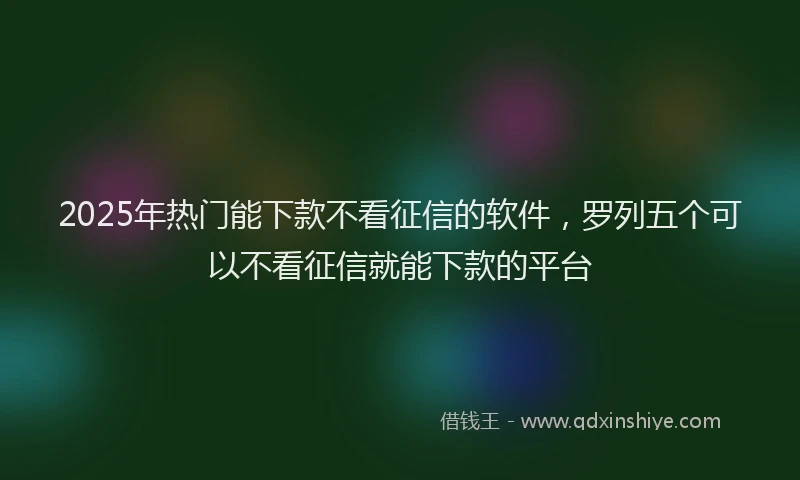 2025年热门能下款不看征信的软件，罗列五个可以不看征信就能下款的平台