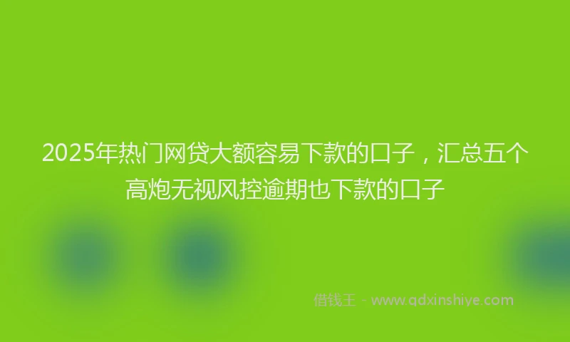 2025年热门网贷大额容易下款的口子，汇总五个高炮无视风控逾期也下款的口子