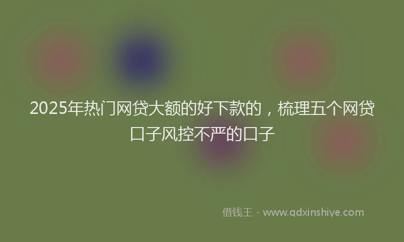 2025年热门网贷大额的好下款的，梳理五个网贷口子风控不严的口子