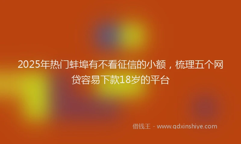 2025年热门蚌埠有不看征信的小额，梳理五个网贷容易下款18岁的平台