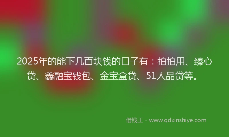 2025年的能下几百块钱的口子有：拍拍用、臻心贷、鑫融宝钱包、金宝盒贷、51人品贷等。