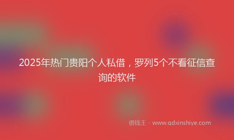 2025年热门贵阳个人私借，罗列5个不看征信查询的软件