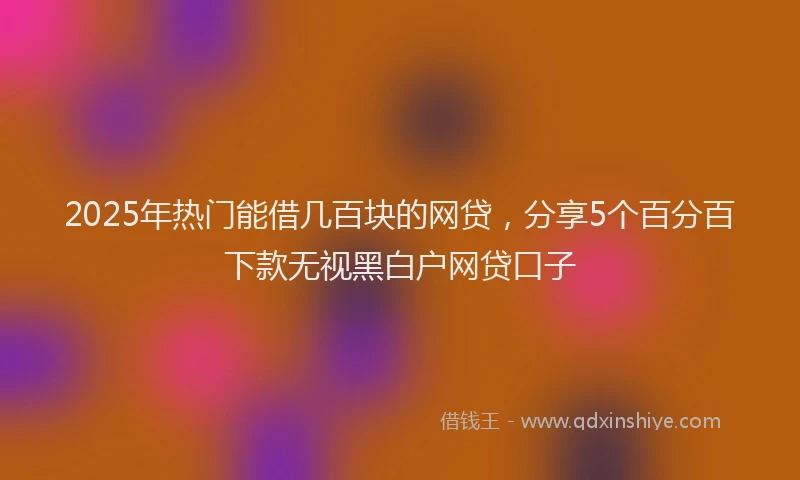2025年热门能借几百块的网贷，分享5个百分百下款无视黑白户网贷口子