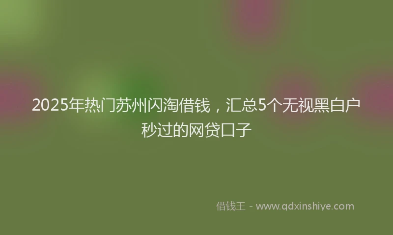 2025年热门苏州闪淘借钱，汇总5个无视黑白户秒过的网贷口子