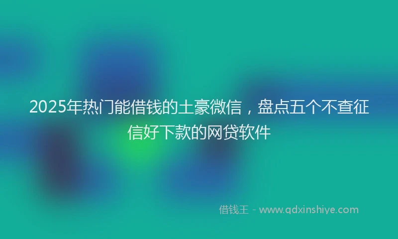 2025年热门能借钱的土豪微信，盘点五个不查征信好下款的网贷软件