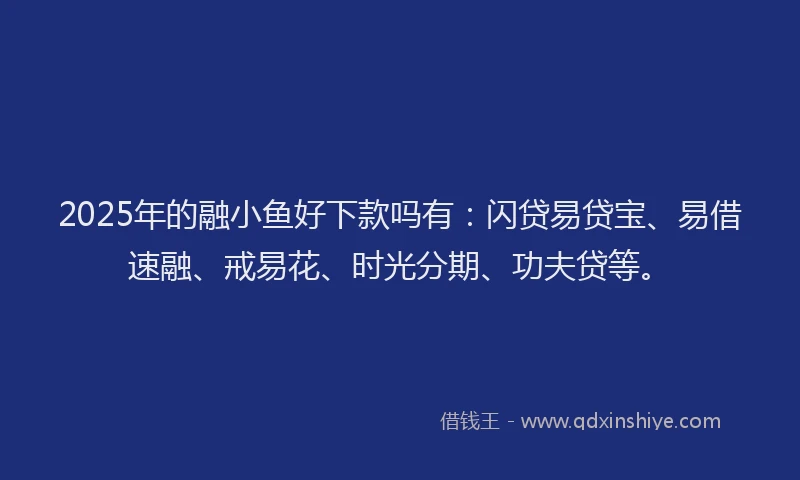 2025年的融小鱼好下款吗有：闪贷易贷宝、易借速融、戒易花、时光分期、功夫贷等。