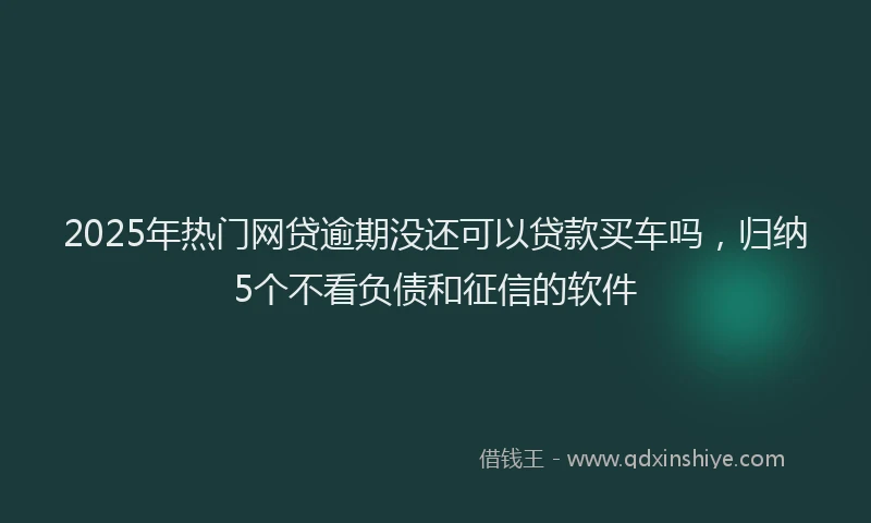 2025年热门网贷逾期没还可以贷款买车吗，归纳5个不看负债和征信的软件