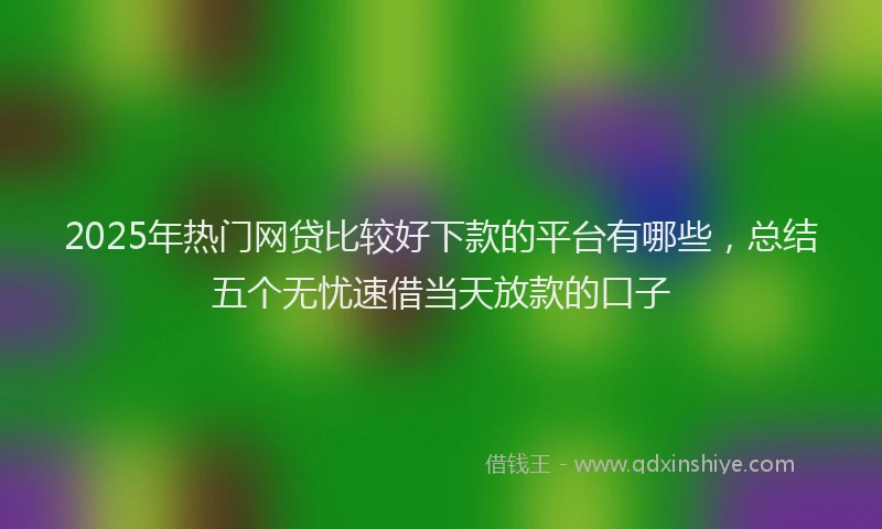 2025年热门网贷比较好下款的平台有哪些，总结五个无忧速借当天放款的口子