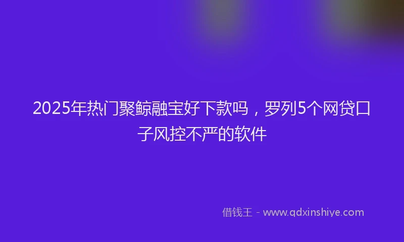 2025年热门聚鲸融宝好下款吗，罗列5个网贷口子风控不严的软件