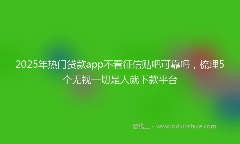 2025年热门贷款app不看征信贴吧可靠吗，梳理5个无视一切是人就下款平台