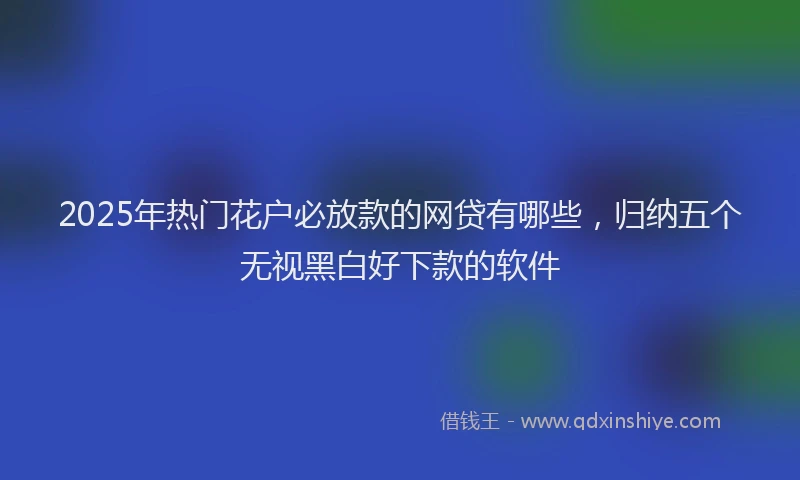 2025年热门花户必放款的网贷有哪些，归纳五个无视黑白好下款的软件