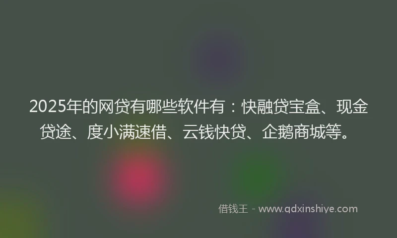 2025年的网贷有哪些软件有：快融贷宝盒、现金贷途、度小满速借、云钱快贷、企鹅商城等。