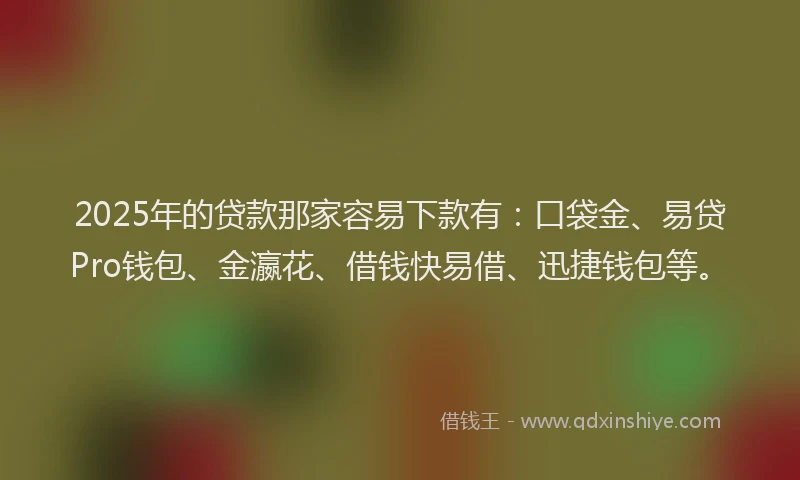 2025年的贷款那家容易下款有：口袋金、易贷Pro钱包、金瀛花、借钱快易借、迅捷钱包等。