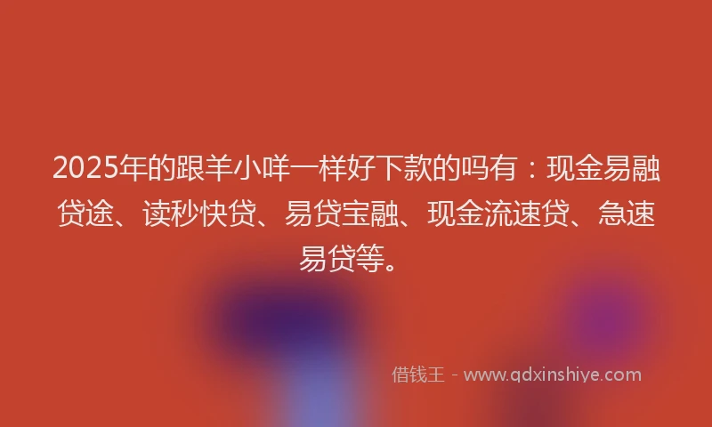 2025年的跟羊小咩一样好下款的吗有：现金易融贷途、读秒快贷、易贷宝融、现金流速贷、急速易贷等。