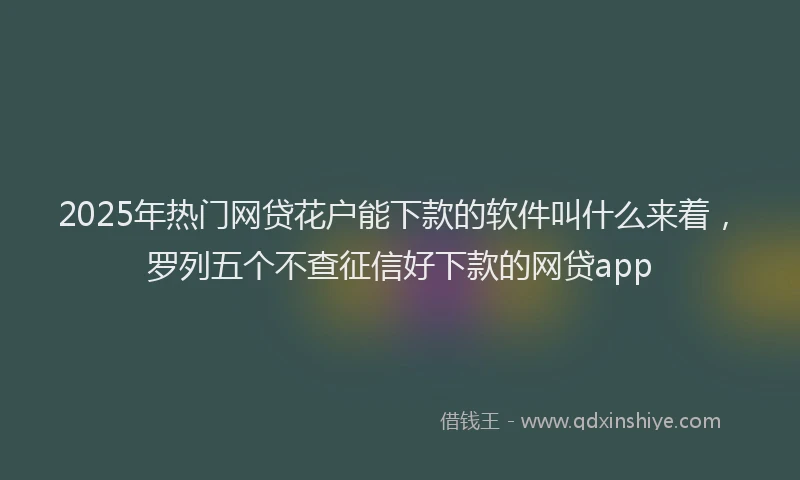 2025年热门网贷花户能下款的软件叫什么来着，罗列五个不查征信好下款的网贷app