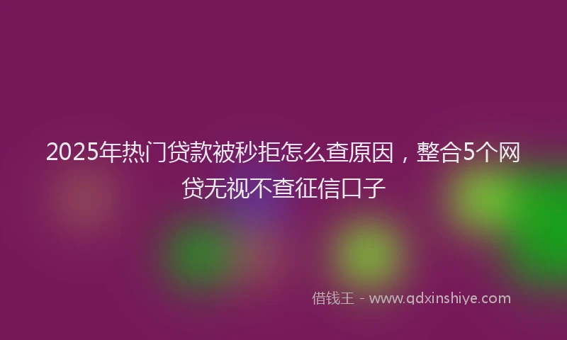 2025年热门贷款被秒拒怎么查原因，整合5个网贷无视不查征信口子
