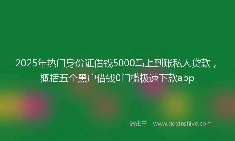 2025年热门身份证借钱5000马上到账私人贷款，概括五个黑户借钱0门槛极速下款app