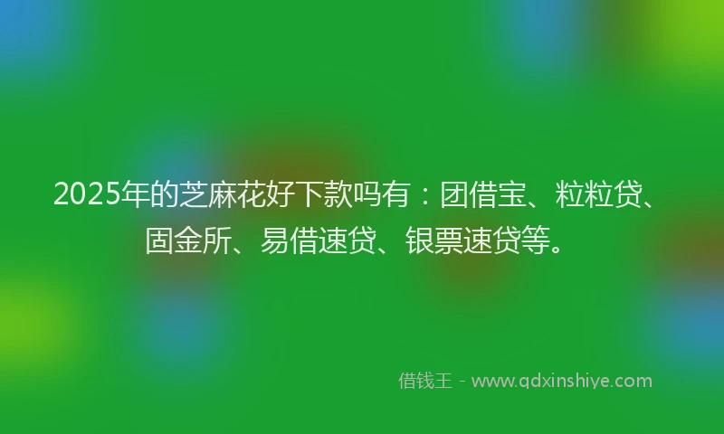 2025年的芝麻花好下款吗有：团借宝、粒粒贷、固金所、易借速贷、银票速贷等。