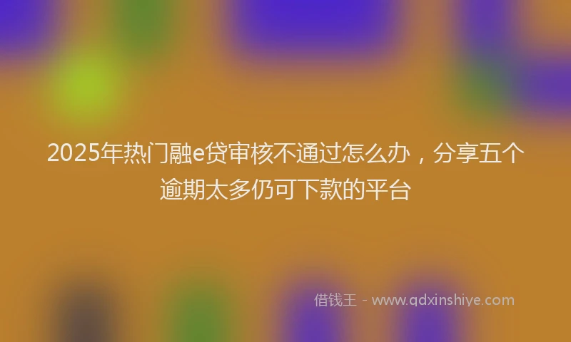 2025年热门融e贷审核不通过怎么办，分享五个逾期太多仍可下款的平台