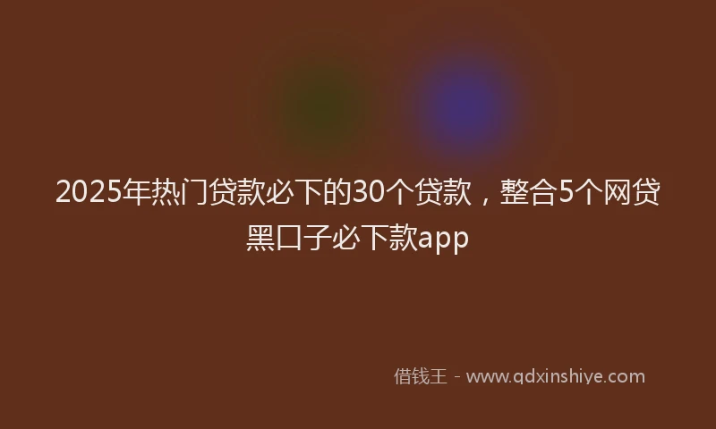 2025年热门贷款必下的30个贷款，整合5个网贷黑口子必下款app