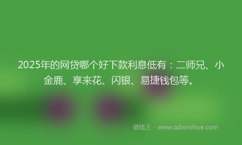 2025年的网贷哪个好下款利息低有：二师兄、小金鹿、享来花、闪银、易捷钱包等。