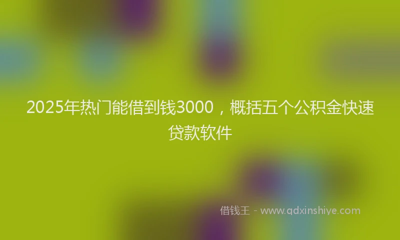 2025年热门能借到钱3000，概括五个公积金快速贷款软件