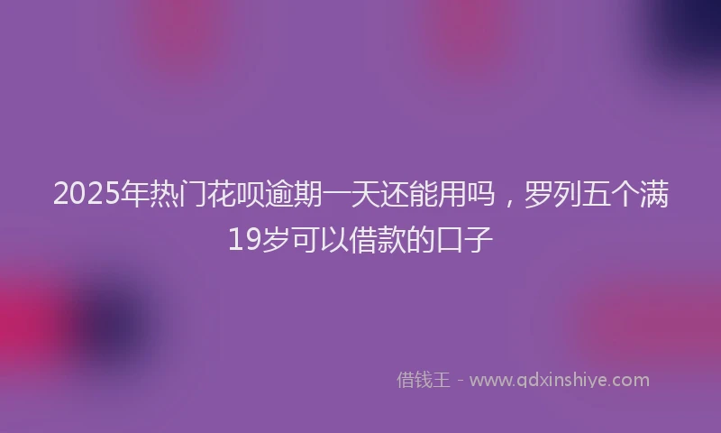 2025年热门花呗逾期一天还能用吗，罗列五个满19岁可以借款的口子