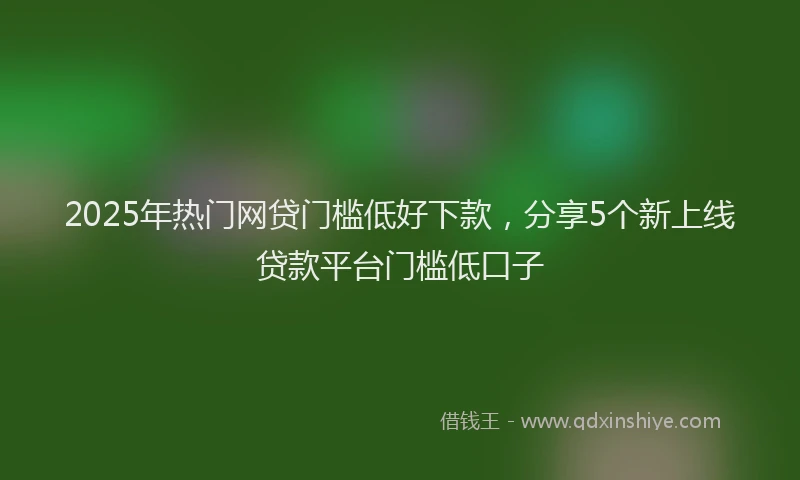 2025年热门网贷门槛低好下款，分享5个新上线贷款平台门槛低口子
