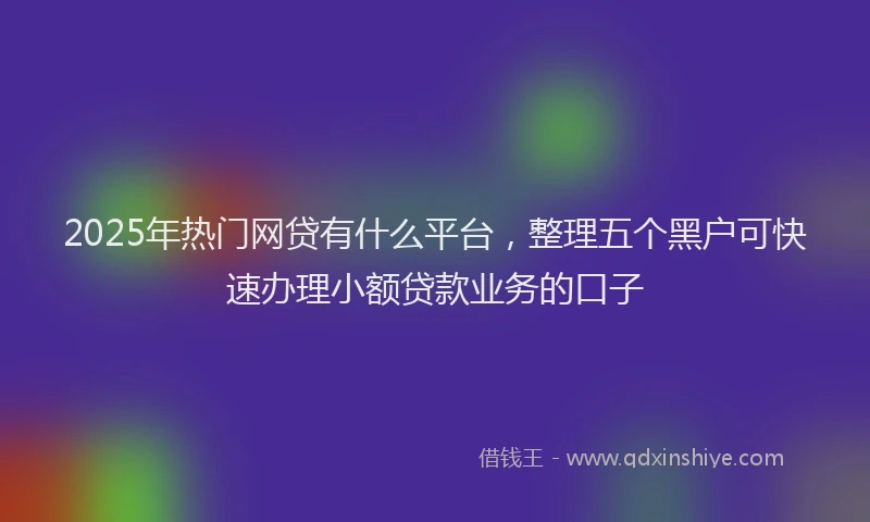 2025年热门网贷有什么平台,整理五个黑户可快速办理小额贷款业务的口子