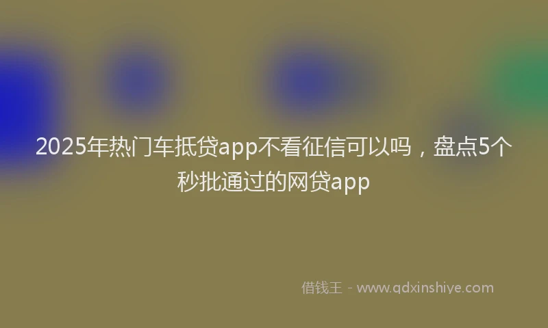 2025年热门车抵贷app不看征信可以吗，盘点5个秒批通过的网贷app