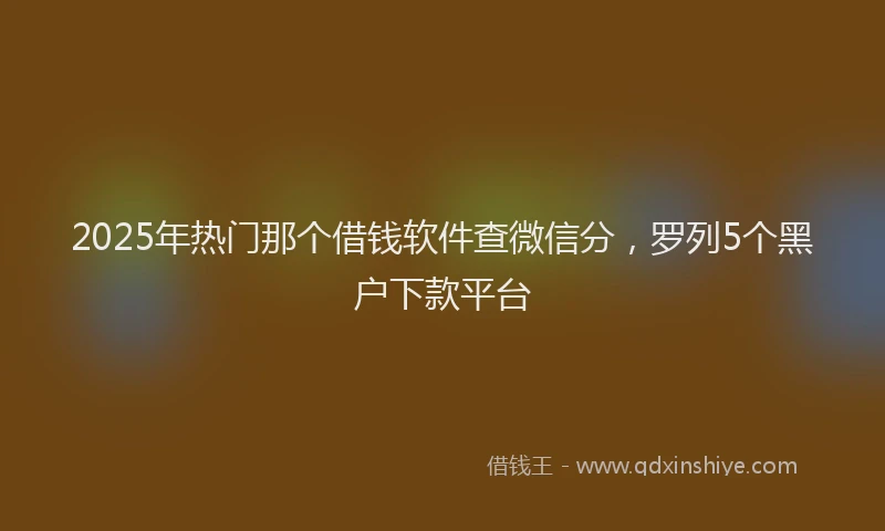 2025年热门那个借钱软件查微信分，罗列5个黑户下款平台
