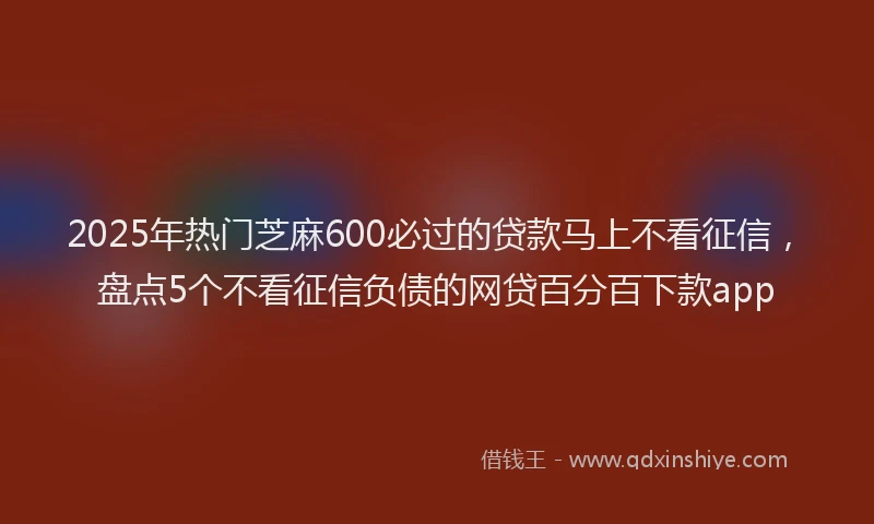 2025年热门芝麻600必过的贷款马上不看征信，盘点5个不看征信负债的网贷百分百下款app