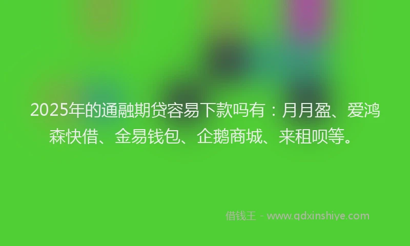 2025年的通融期贷容易下款吗有：月月盈、爱鸿森快借、金易钱包、企鹅商城、来租呗等。