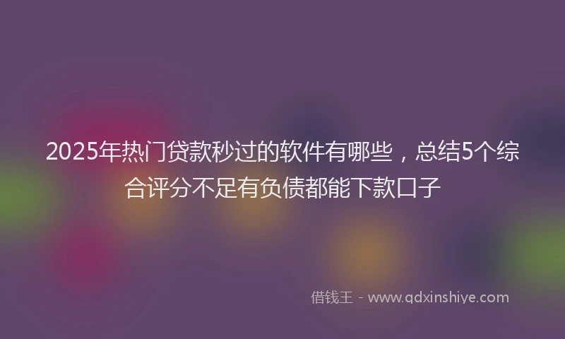 2025年热门贷款秒过的软件有哪些，总结5个综合评分不足有负债都能下款口子