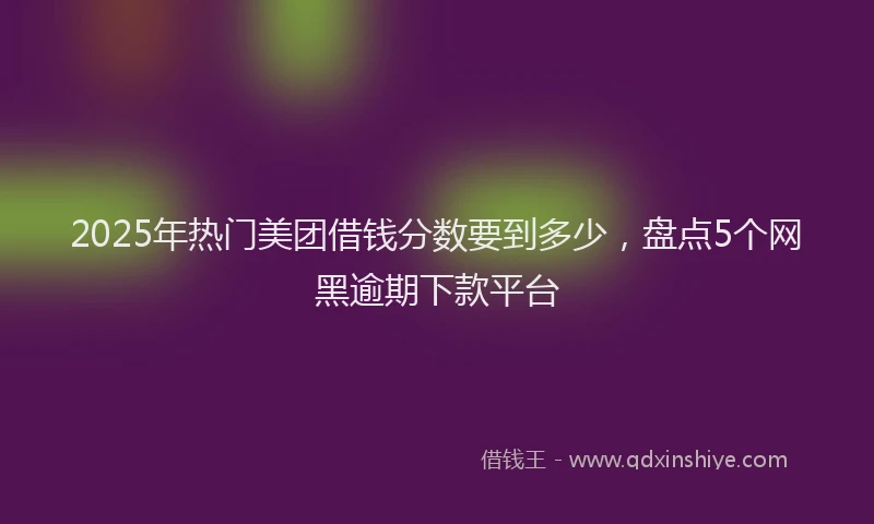2025年热门美团借钱分数要到多少，盘点5个网黑逾期下款平台