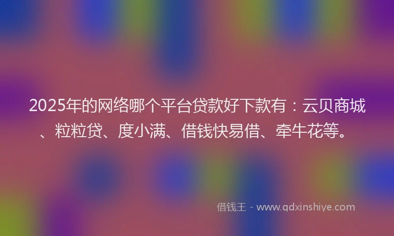 2025年的网络哪个平台贷款好下款有：云贝商城、粒粒贷、度小满、借钱快易借、牵牛花等。