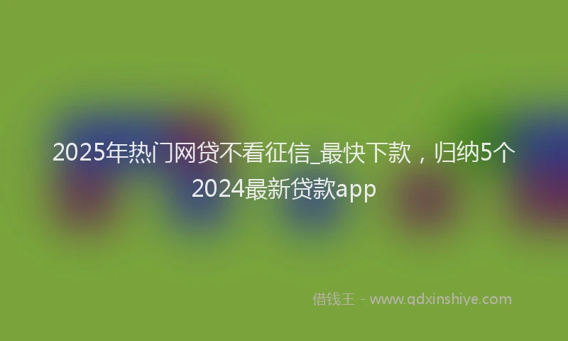 2025年热门网贷不看征信_最快下款，归纳5个2024最新贷款app