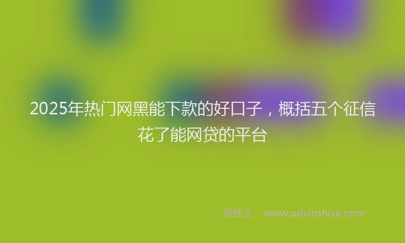 2025年热门网黑能下款的好口子，概括五个征信花了能网贷的平台
