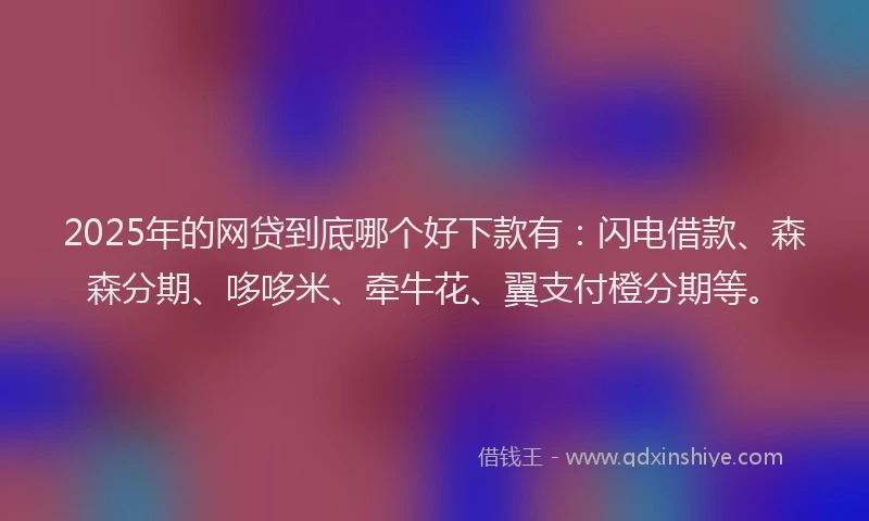 2025年的网贷到底哪个好下款有：闪电借款、森森分期、哆哆米、牵牛花、翼支付橙分期等。