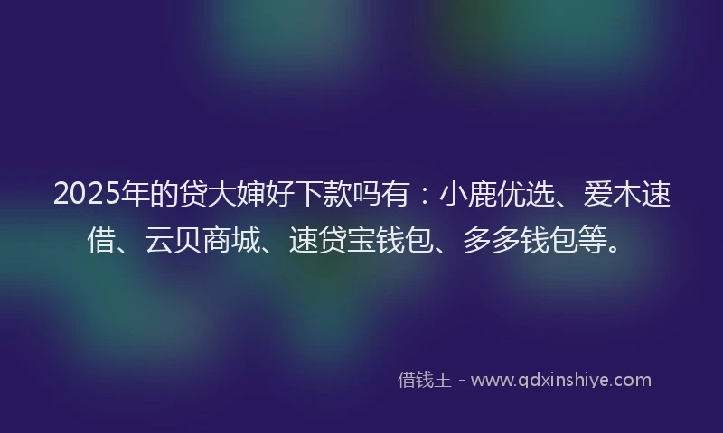 2025年的贷大婶好下款吗有：小鹿优选、爱木速借、云贝商城、速贷宝钱包、多多钱包等。