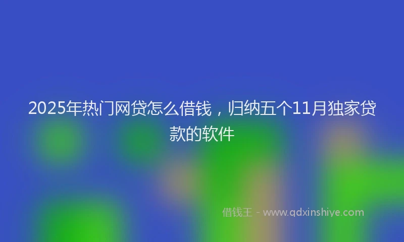 2025年热门网贷怎么借钱，归纳五个11月独家贷款的软件