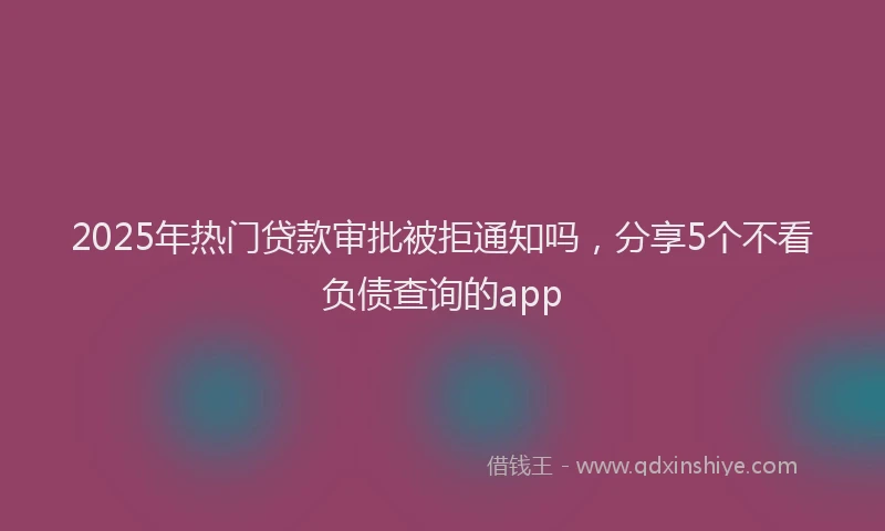 2025年热门贷款审批被拒通知吗，分享5个不看负债查询的app