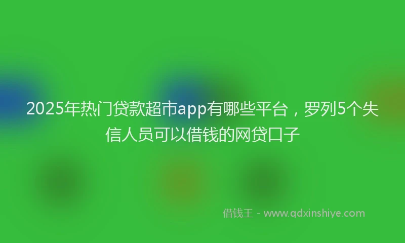 2025年热门贷款超市app有哪些平台，罗列5个失信人员可以借钱的网贷口子