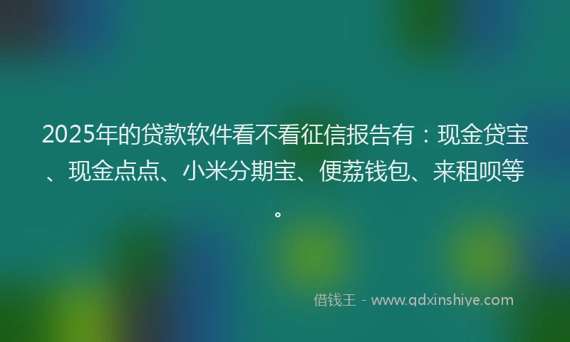 2025年的贷款软件看不看征信报告有：现金贷宝、现金点点、小米分期宝、便荔钱包、来租呗等。