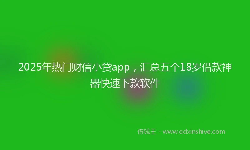 2025年热门财信小贷app，汇总五个18岁借款神器快速下款软件
