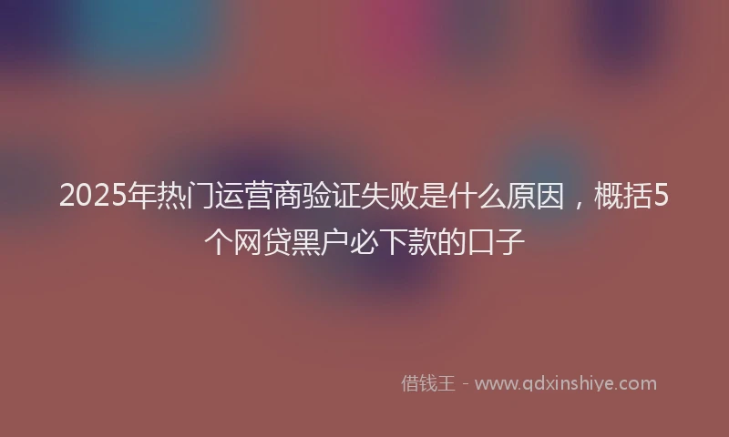 2025年热门运营商验证失败是什么原因，概括5个网贷黑户必下款的口子